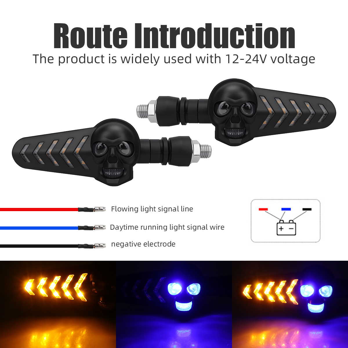1Pair Motorcycle Skull Head LE - огляд і ціна Sos Light Strobe